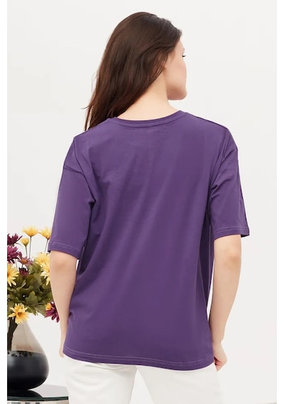 Unisex Make Up Siluet Baskılı Tasarım Tshirt Mor