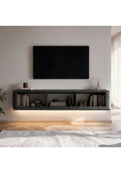 İnarch Dizayn Yoyo Led Işıklı Duvara Monte Tv Sehpası - 3 Kapaklı Modern Tv Konsolu Antrasit İnarch Dizayn Yoyo Led Işıklı Duvara Monte Tv Sehpası - 3 Kapaklı Modern Tv Konsolu Antrasit
