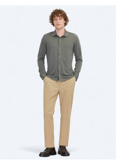 Haki Düz Regular Fit Casual Gömlek Haki