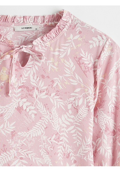 Lc Waikiki Lc Waıkıkı Pembe Bağlamalı Yaka Desenli Kadın Tunik