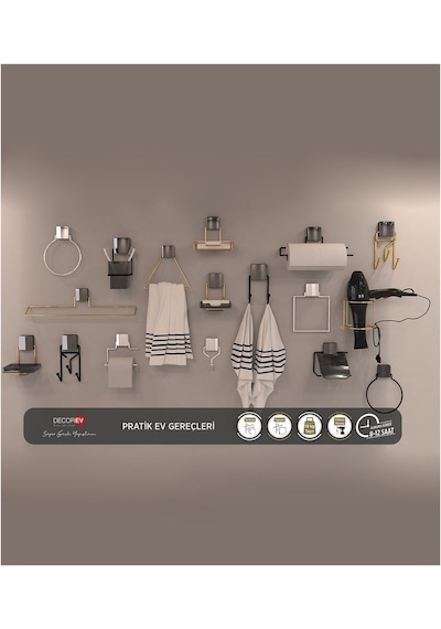 Decorev Dc-4792 Dekoratik Krom Yapıştırmalı Fön Banyo Metal Saç K