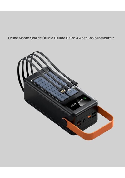 80000 Mah Yüksek Kapasiteli Powerbank Göstergeli Solar Şarj Cihaz
