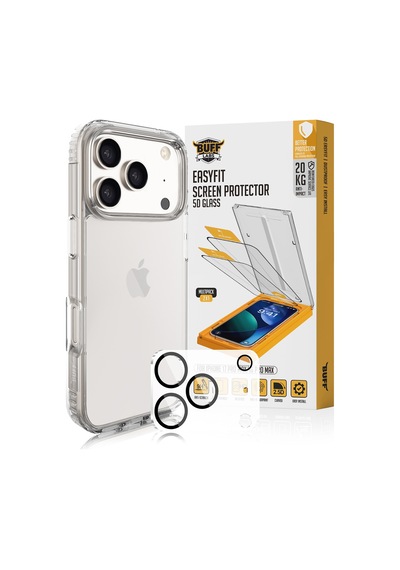 Buff Apple Uyumlu iPhone 17 Pro Max - Şeffaf Kılıf + Ekran Koruyucu + Lens Koruyucu Glass
