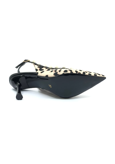 Feles Zımba Şerit Detaylı Arkası Açık Stiletto Kadın Topuklu Ayakkabı Leopar