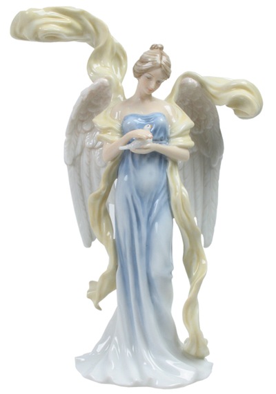 Wise Porselen Güvercinli Melek Biblo 18x9x24,5 Cm Dekoratif Obje Hediyelik 0