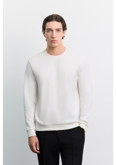 Avva Erkek Ekru Bisiklet Yaka Kolay Ütülenen Regular Fit Sweatshirt B001035