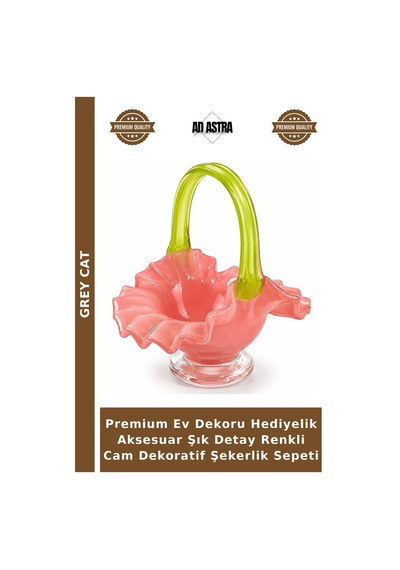 Premium Ev Dekoru Hediyelik Aksesuar Şık Detay Renkli Cam Dekoratif Şekerlik Sepeti