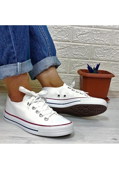 Fiyra 554 Beyaz Kısa Unisex Sneaker Keten Spor Ayakkabı 001