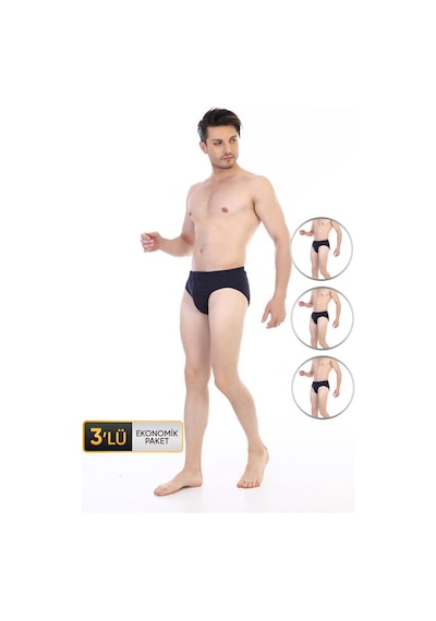 Çift Kaplan Erkek Süprem Lacivert Slip 3'lü Ekonomik Paket 741 Lacivert
