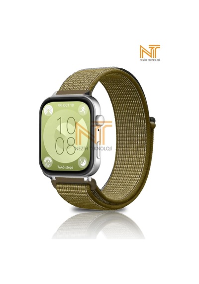 Huawei Watch Fit 3/fit 4/fit 4 Pro/fit 5/fit 5 Pro Uyumlu Hasır Örgü Spor Cırtlı Naylon Kordon, Haki