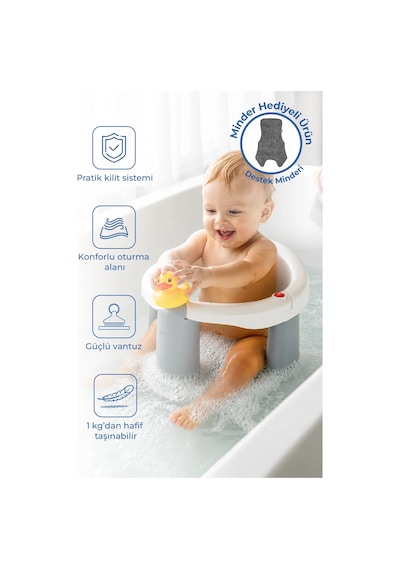 Babyjem Önden Açılır Banyo ve Mama Oturağı ve Hediye Minderli - 2 ' Li Set Kum Beji
