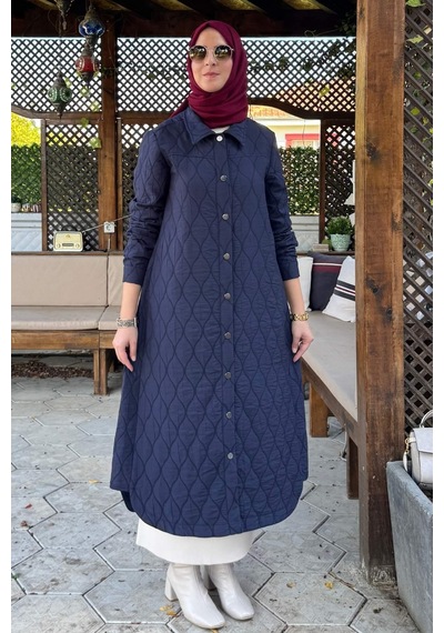 Rabia Şamlı Elmas Kapitone Kap Lacivert Çok Renkli