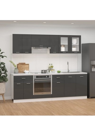 Tdesigno Helin Mutfak 230 Cm Tezgah Dahil Antrasit