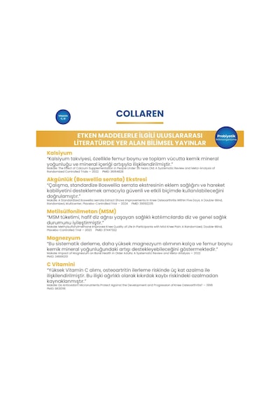 Doğası Değiştirilmemiş Tip Iı Kolajen, Metilsülfonilmetan Msm , Probiyotik Mikroorganizma, Vitamin Ve Mineral İ