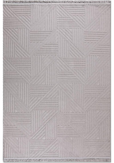Bespoky Geometrik Modern Salon Halısı Gri - Açık Gri - Ty04k