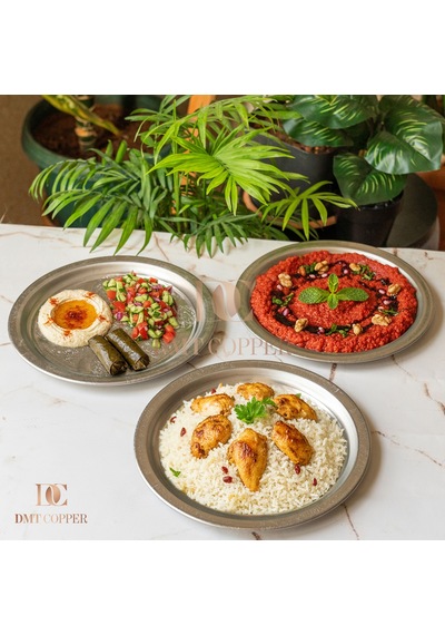20 Cm Servis Sunum Tepsisi 430 Kalite Krom Çelik Fırına Uygun, Kararma Yapmaz, Meze Kebap Kahve Sunumluk Gri