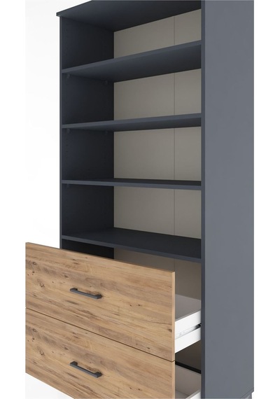 Hyperion Dolap 4 Raflı 2 Çekmeceli 88x44x195 Antrasit-çam Antrasit