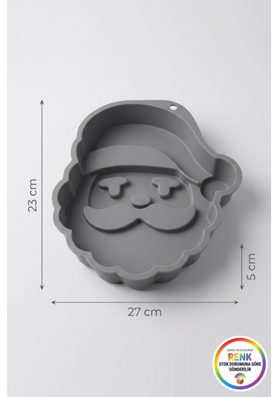 Silikon Noel Baba Kek Kalıbı Yılbaşı Pasta Kalıbı Zahmetsiz Ayrılan Fırın Kalıbı 27 Cm Çok Renkli