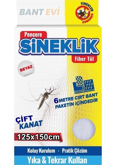 Yapışkanlı Sineklik 125x150cm Çift Kanat Pencere Sineklik Bantlı