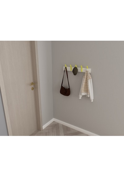 Hepsi3boyutlu Modern Duvar & Kapı Kanca Askılık - 5 Adet Sarı Kanca Askılık - Model No : 3 Sarı