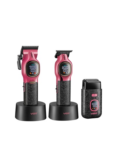 Tıraş Makinesi Seti V-886 S3 - Profesyonel 3'lü 9000 Rpm Dlc Seramik Bıçak - Pembe