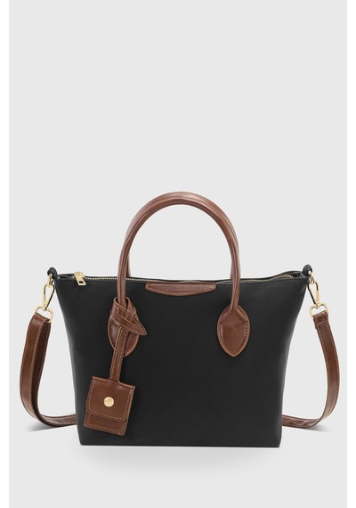 Housebags Retro Vintage Suya Dayanıklı Niş Tasarım Omuz Askılı Çanta Siyah Kahverengi Siyah