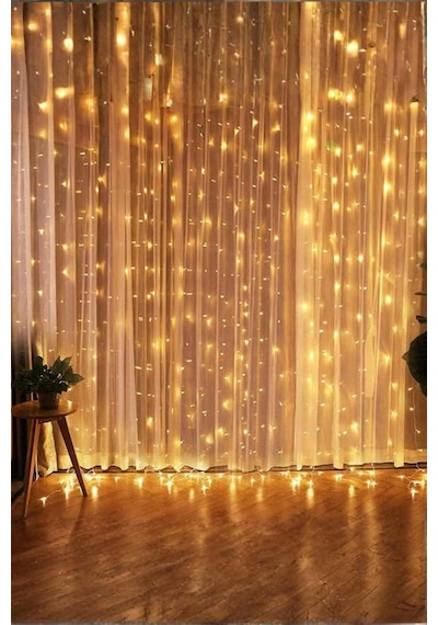 Zauss Kumandalı 8 Ayrı Moda Sahip 3mx3m 300 Cm X 300 Cm Perde Led 10 Saçaklı Gün Işığı