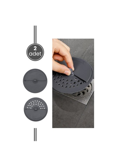 2 Adet Lavabo Süzgeci, Çevirmeli Kapak Koku Önleyici Mutfak Banyo Küvet Gider Tapası 2 Li Set Füme Diğer
