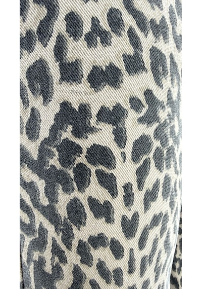 Zanessi Fashıon Büyük Beden Leopar Desenli Denim Kadın Pantolon