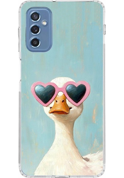 Samsung Galaxy M52 Uyumlu Yağlı Boya Pop-art Ördek Baskılı Silikon Kılıf Renkli