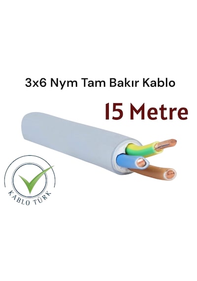 Kablo Türk 3x6 Nym Tam Bakır Kablo 15 Metre