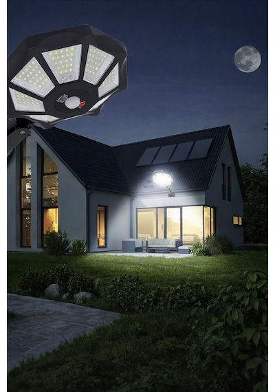 168 Smd Led Solar Lamba Kumandalı Hareket Sensörlü 3 Modlu Bahçe Duvar Aydınlatma Beyaz Işık