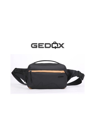 Gedox Siyah Turuncu Detaylı Rfıd Korumalı Su Geçirmez 3 Bölmeli Erkek Bel Ve Çapraz Göğüs Çantası Gdx2105