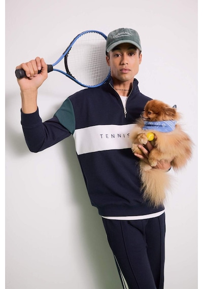 Defacto Defactofit Boxy Fit Dik Yaka Yarım Fermuarlı Sporcu Sweatshirt F0199ax25aunv253 Lacivert