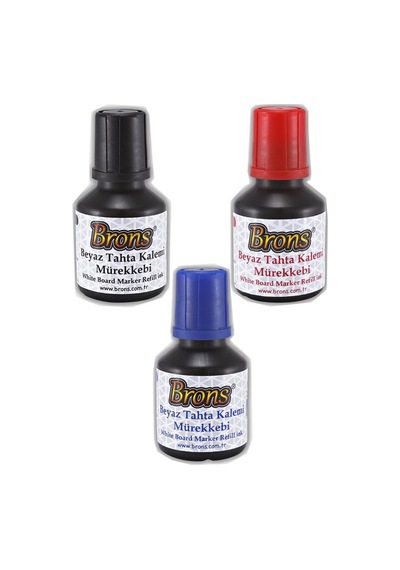 Brons Tahta Kalemi Mürekkebi Siyah - Mavi - Kırmızı 30 ML 3 Adet