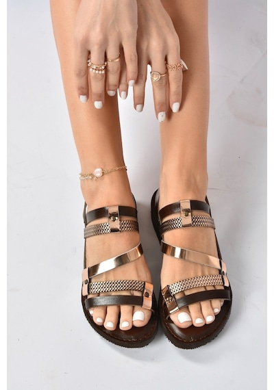 Fox Shoes Hakiki Deri Kadın Sandalet K374680103 Kahverengi-Bronz