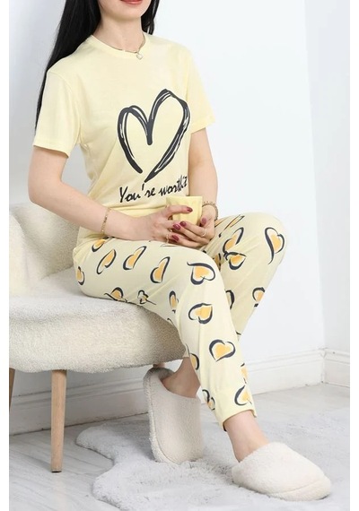 Seka Store Seka Viskon Pijama Takımı Sarı - 50562.1961. Çok Renkli