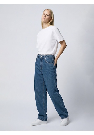 Larrıe Daralan Paça Orta Bel Mid Indigo Jean Pantolon