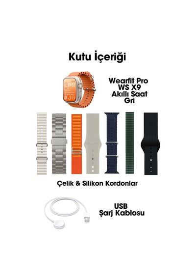 Wearfitpro Wearfit Ws X9 7 Kordonlu Akıllı Kol Saati 49mm Tft Ekran Gri