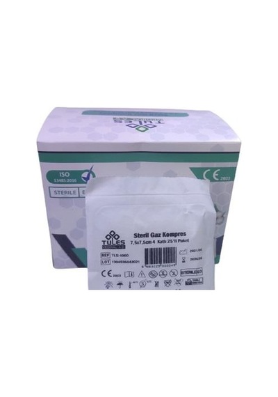 Tules 7.5 x 7.5 CM Steril Gaz Kompres Spanç 500 Adet 25'li