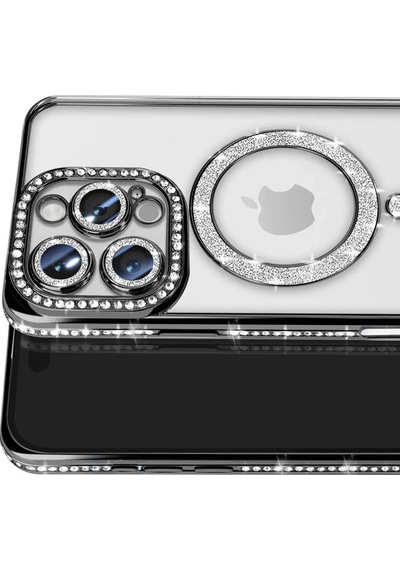 Apple iPhone Uyumlu 16 Pro Max Kılıf Joke Simli Magneticsafe Kılıf - Siyah Diğer