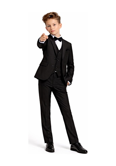 Ahengim Erkek Çocuk Slim Fit Premium Damatlık Smokin Takım Elbise Ak4000 Siyah