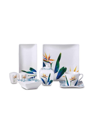 KORKMAZ A8585 LİNK COLL 28 P KAHVALTI TAKIMI(KARE) Desenli