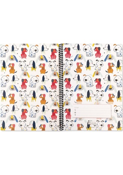 A4 Çizgili Defter Animal Friends - Köpekler Kırmızı