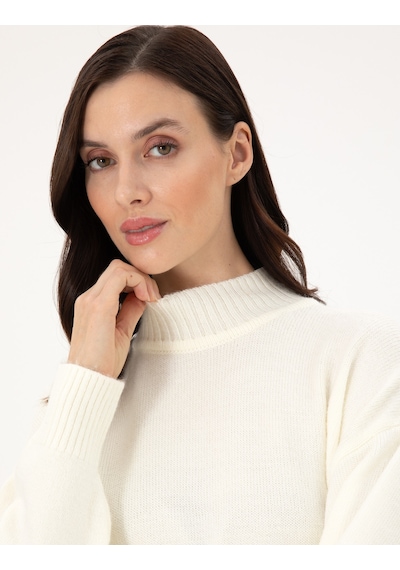 Pierre Cardin Ekru Oversize Yarım Balıkçı Kazak 50301841-vr019