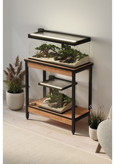 Akvaryum Sehpası Yan Sehpa Metal Ayaklı Sehpa 80 X 40 Cm Çam Çam