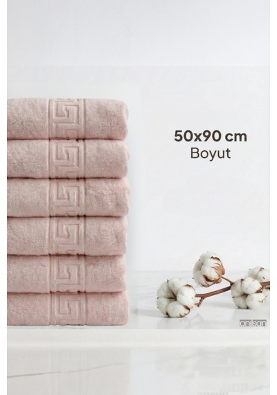 Pudra Greek El Havlusu - 50x90 Cm, 225 Gr, %100 Pamuk, Spa Ve Otel Havlusu, Günlük Kullanıma Uygun Pudra