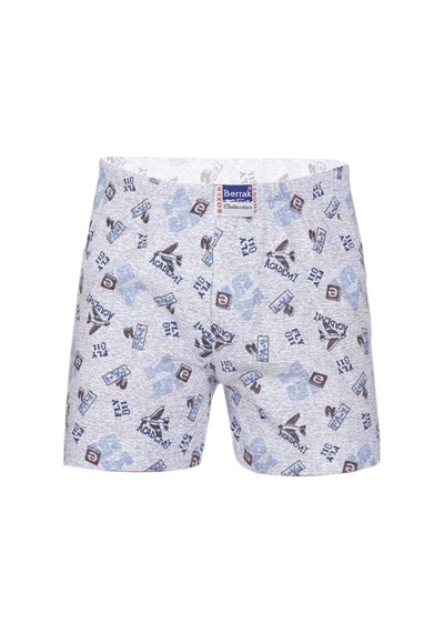 Berrak Erkek Çocuk Gri Desenli Penye Boxer 6'lı Karışık
