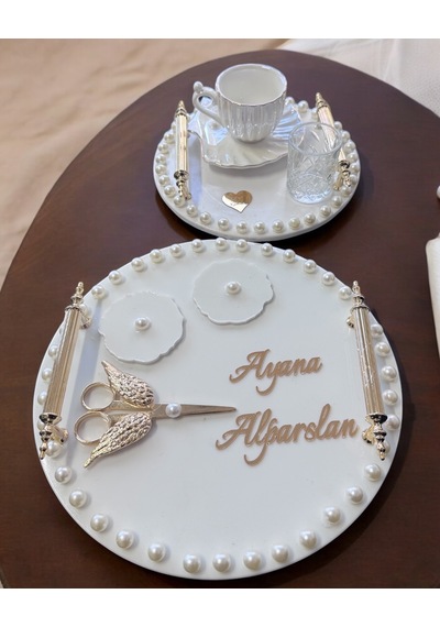 Heavenly Gold İncili Söz Nişan Tepsisi Bronz