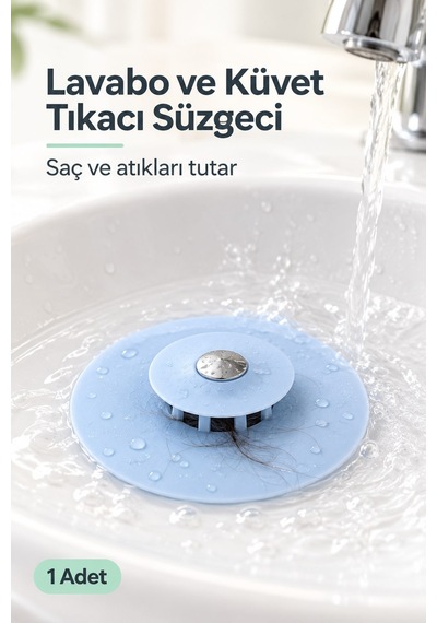 Silikon Lavabo Ve Küvet Tıkacı Süzgeç Tıkanıklık Önleyici Saç Tutucu